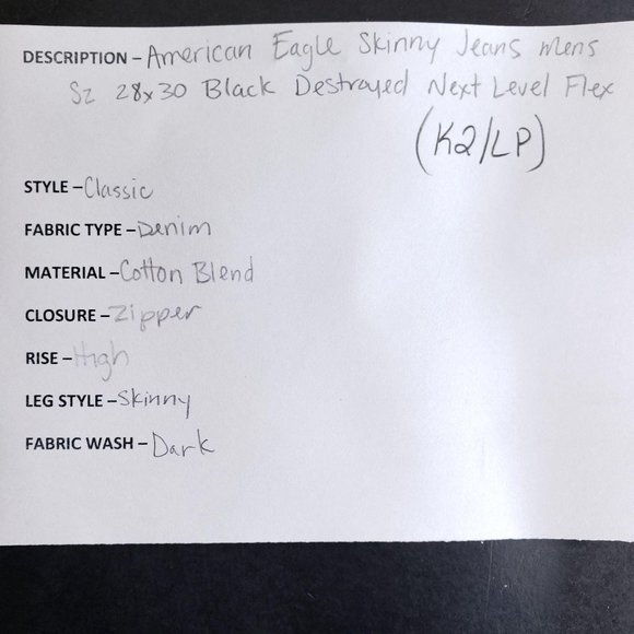 American Eagle Skinny Jeans Mens Size 28/30 Black - Picture 6 of 7